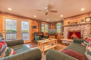 Smart TV, fireplace, DVD player