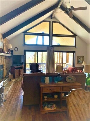 Televisio, takka, kirjoja