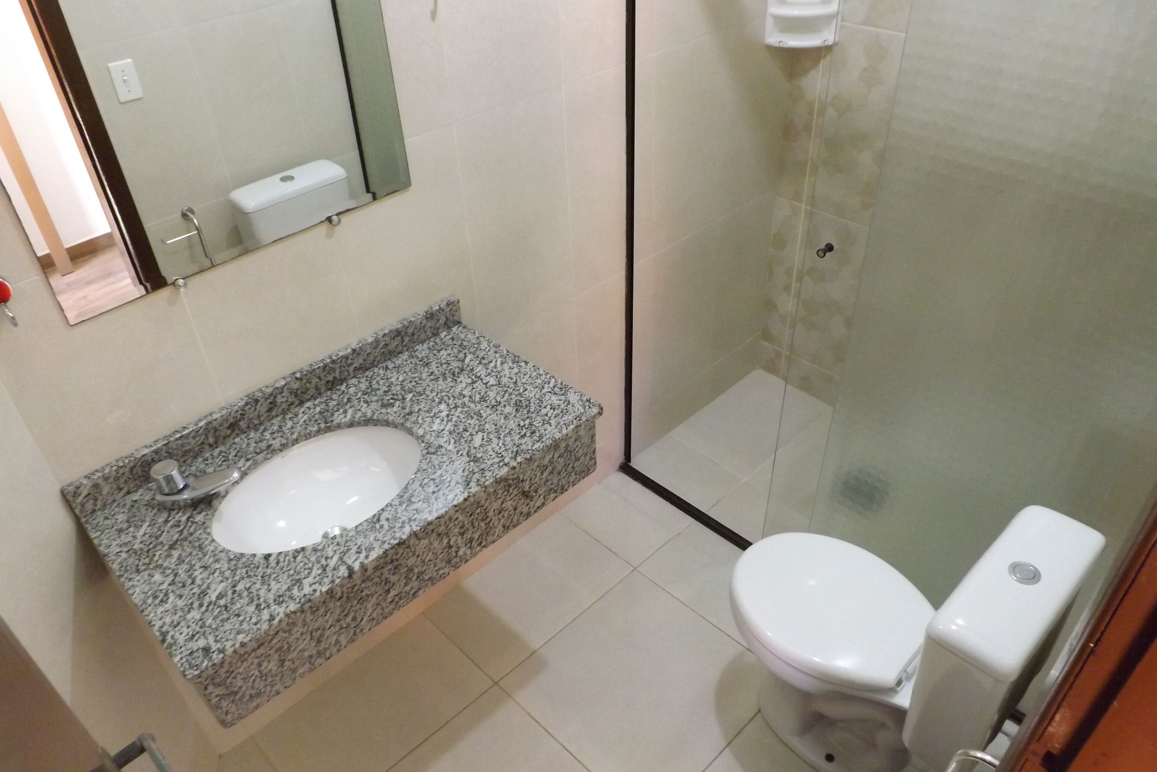 shower, rainfall showerhead, hair dryer, towels