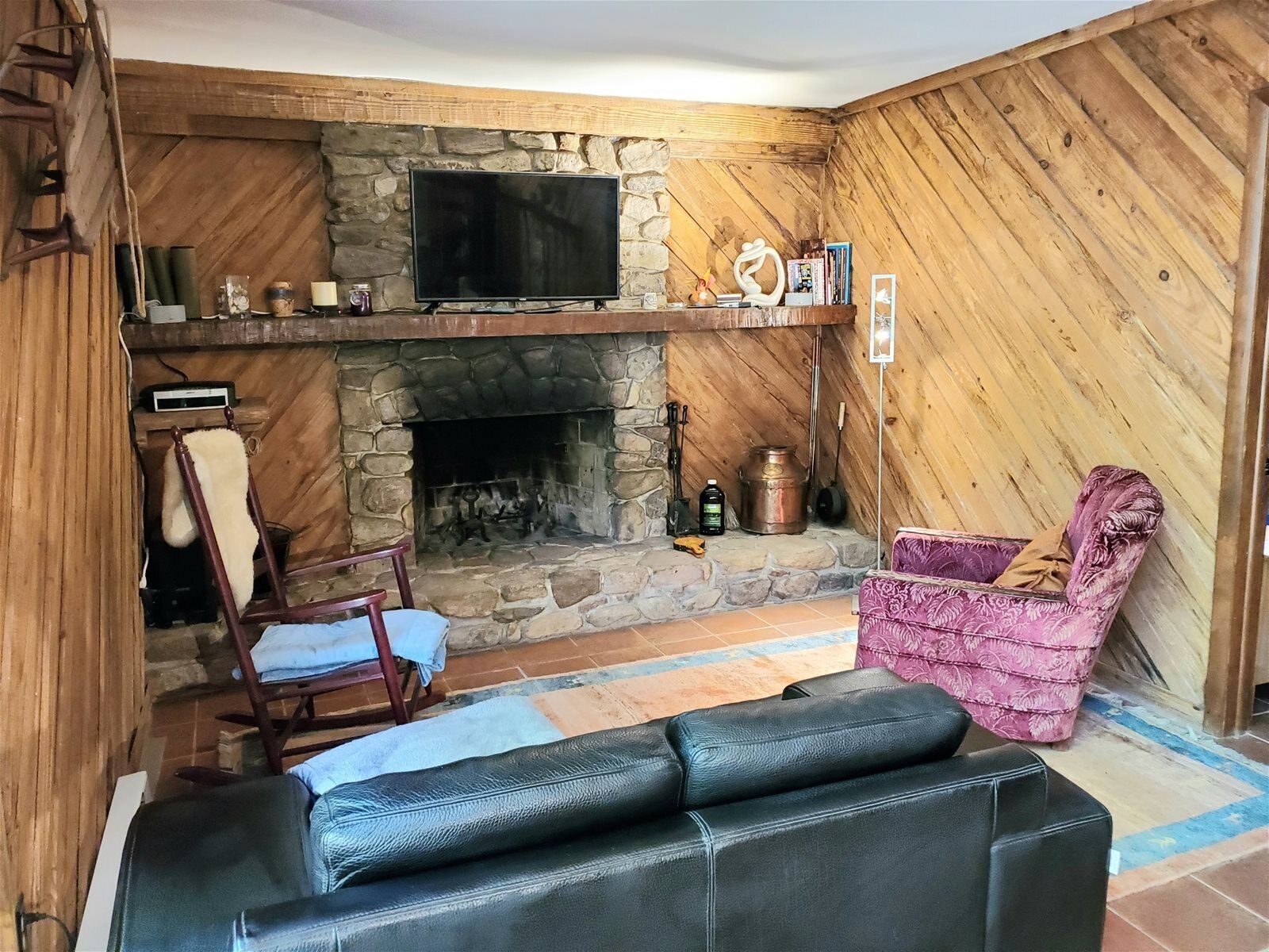 Flat-screen TV, fireplace, DVD player