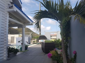 Terrace/patio - Stunning terraced Logcabin House with pool (Saint Martin)