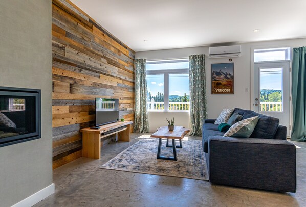 TV, fireplace