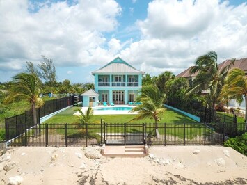 Backyard opens directly on to a quiet beach