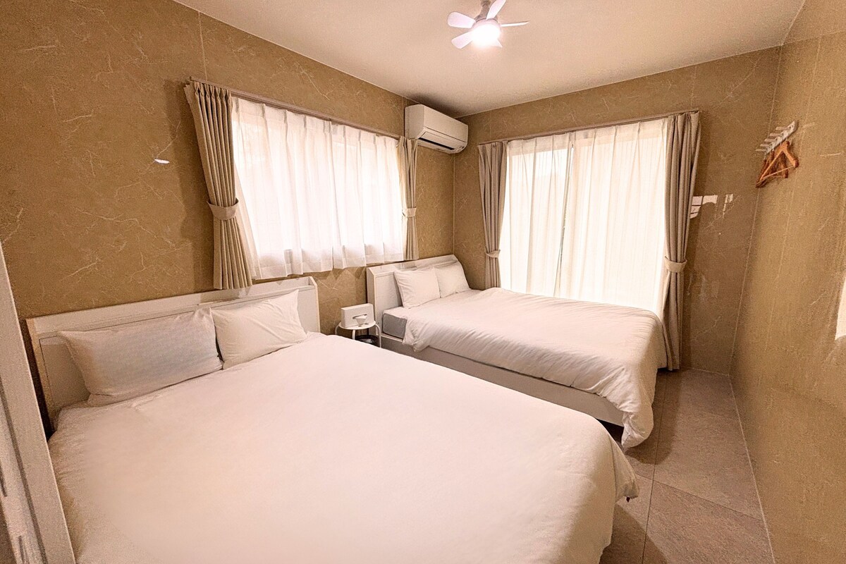 [Renovated / Max 13people] 4LDK (100m2)/8Beds/BBQ/Parking2CarsOK/Onna3A | 4 bedrooms, iron/ironing board, WiFi (free), bed sheets
