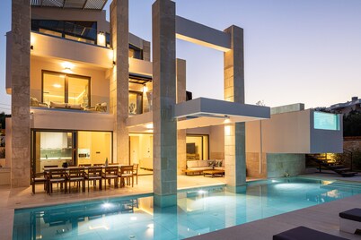 Two private pools, walking distance to Agia Marina and the beach!