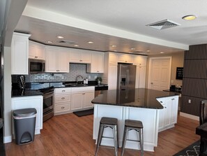 Fridge, microwave, oven, dishwasher