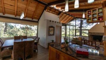 Luxury Chalet | Private kitchen | Full-sized fridge, microwave, oven, stovetop