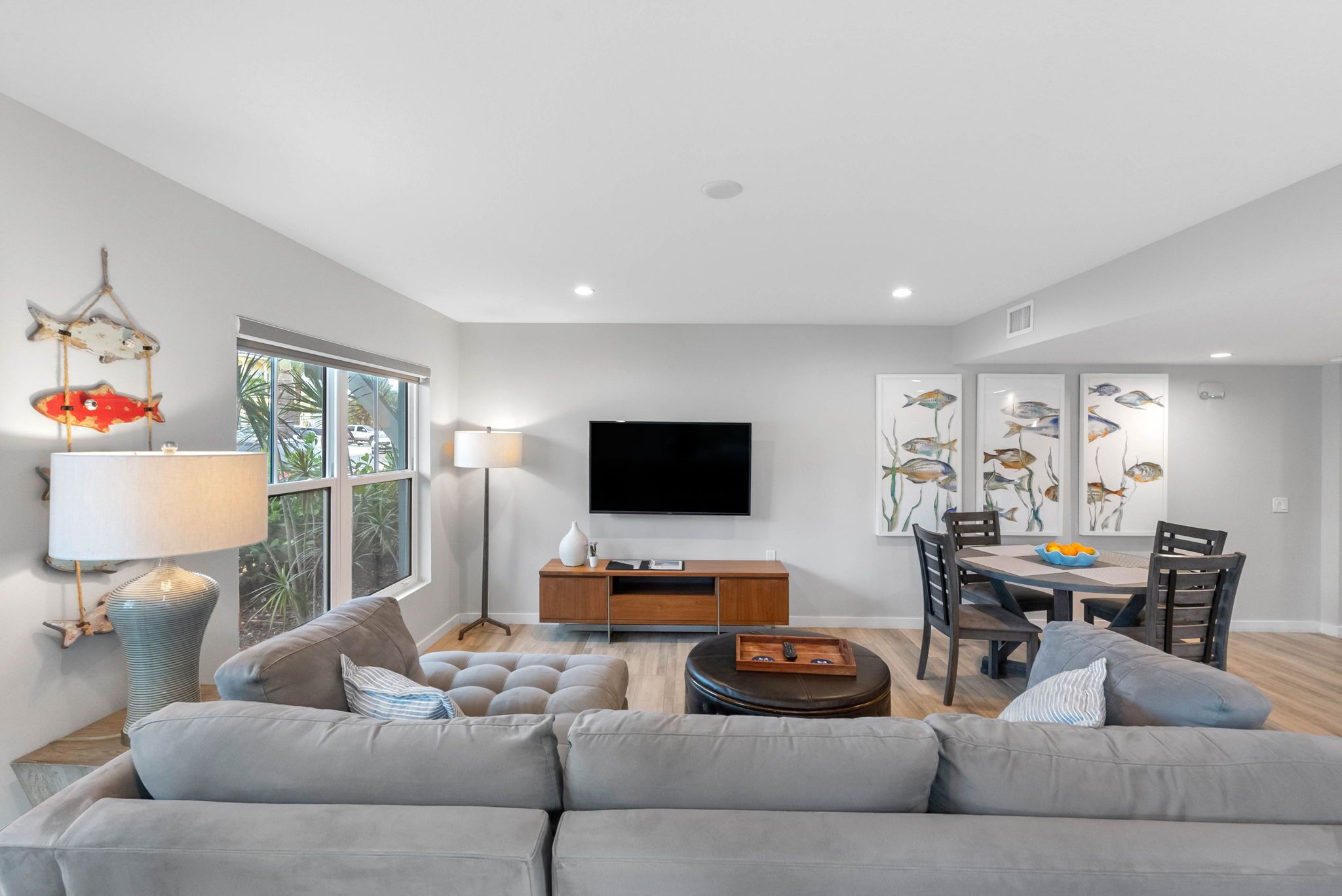 Flat-screen TV, books