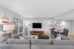 Flat-screen TV, books