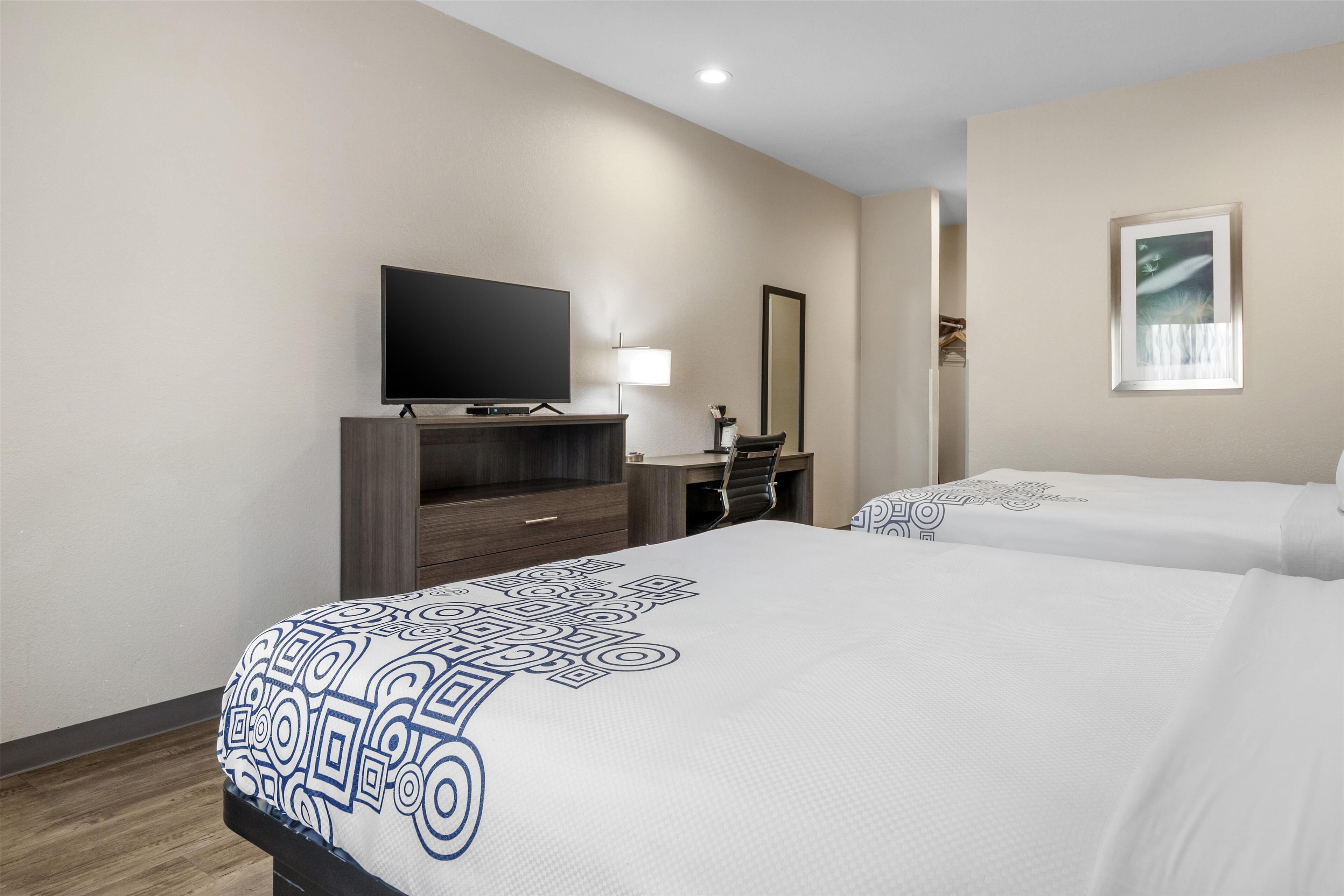 1 bedroom, desk, laptop workspace, blackout curtains