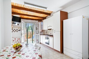 Fridge, oven, stovetop, cookware/dishes/utensils