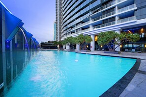 A heated pool, a lap pool