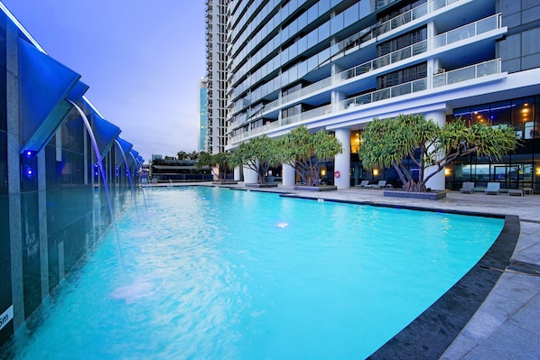 A heated pool, a lap pool