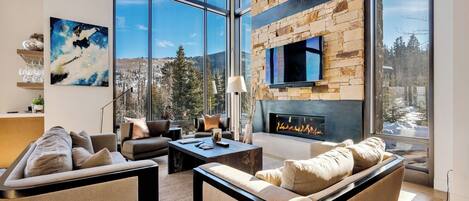 Smart TV, fireplace, video games, table football