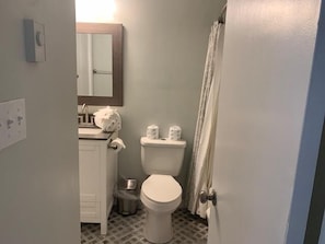 A small, clean bathroom with a toilet, sink, and mirror. - Sugar Ski & Country Club Unit 411 Bronze (Banner Elk)