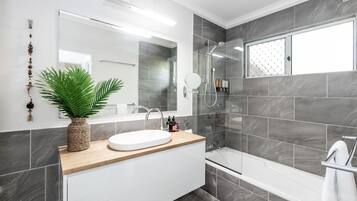 Hair dryer, towels