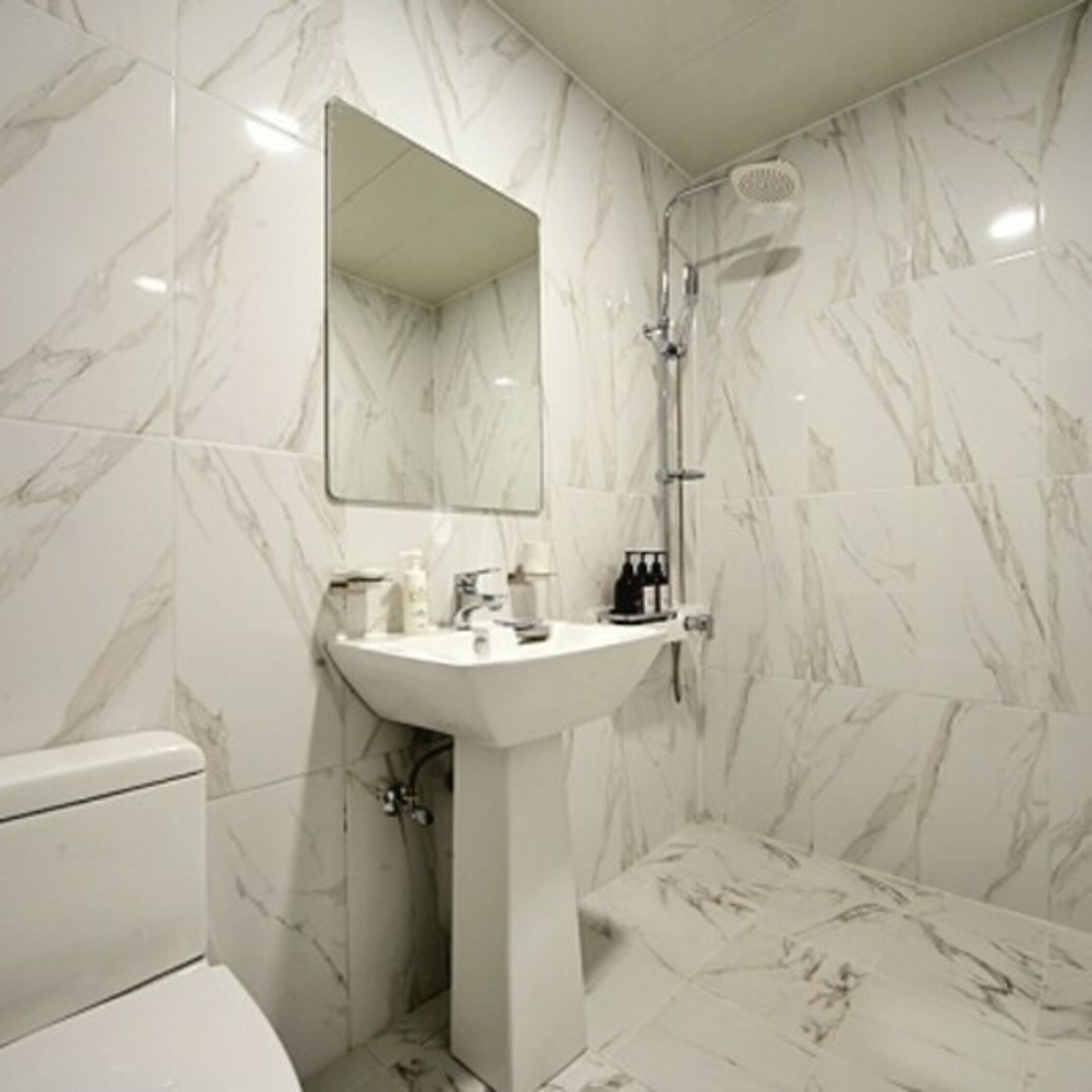 Room (One Shot) | Bathroom | Shower, hair dryer, towels, soap