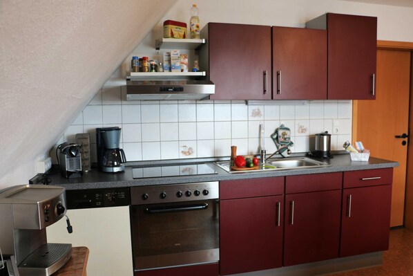 Fridge, microwave, oven, dishwasher