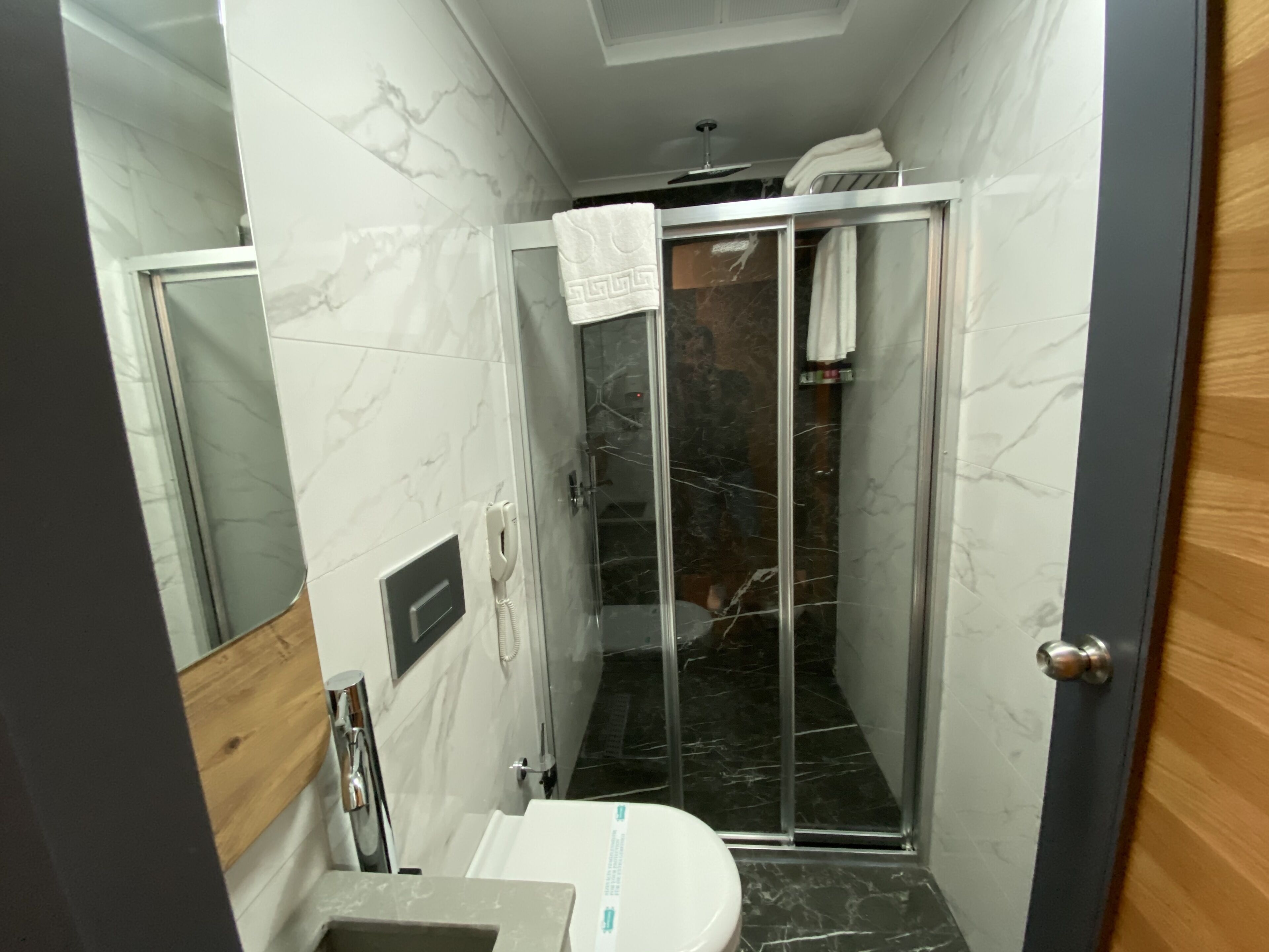 shower, rainfall showerhead, designer toiletries, hair dryer