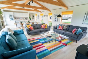 Smart TV, fireplace, DVD player, books