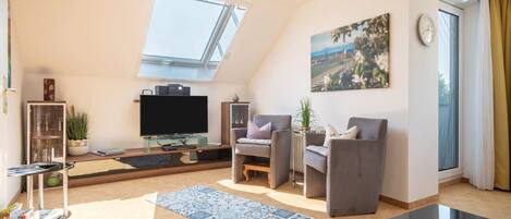 TV, DVD player, stereo