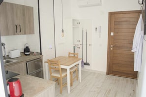 Fridge, microwave, oven, toaster