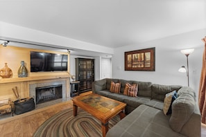TV, fireplace