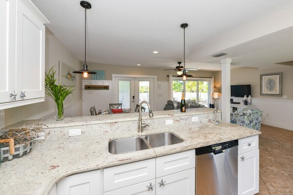 Cottage, Multiple Beds, Private Pool | Private kitchen | Fridge, microwave, stovetop, dishwasher - Sunrise Shore (Anna Maria)