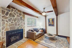 TV, fireplace, DVD player