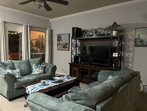 Smart TV, fireplace, video games, books
