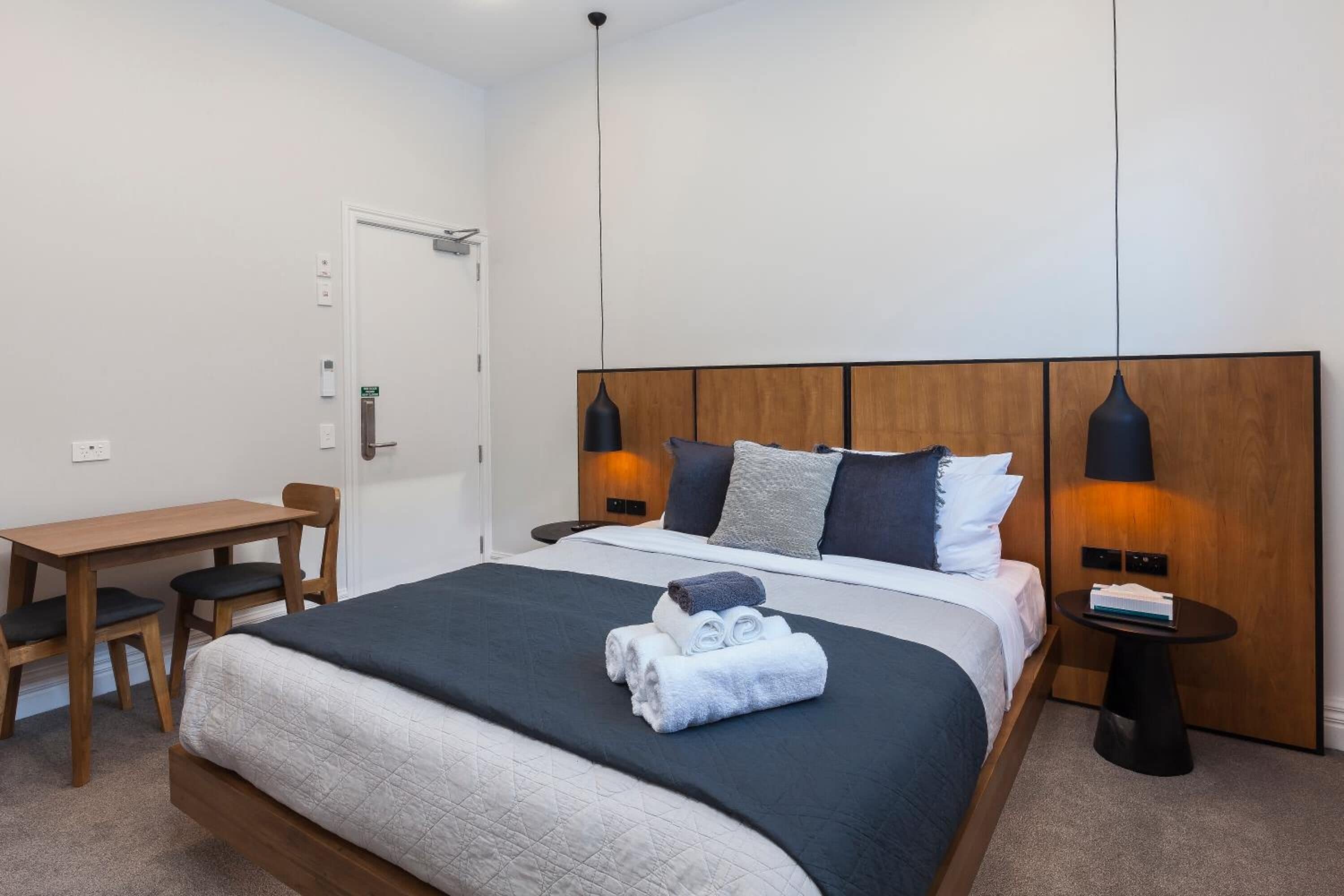 laptop workspace, free wifi, bed sheets