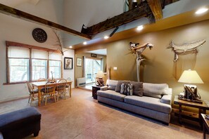 Télévision, cheminée, lecteur de DVD