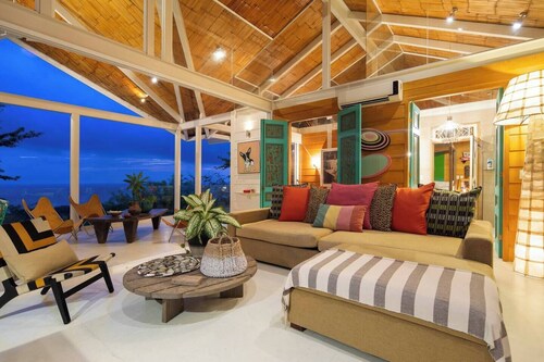 Tropical treetop ocean view