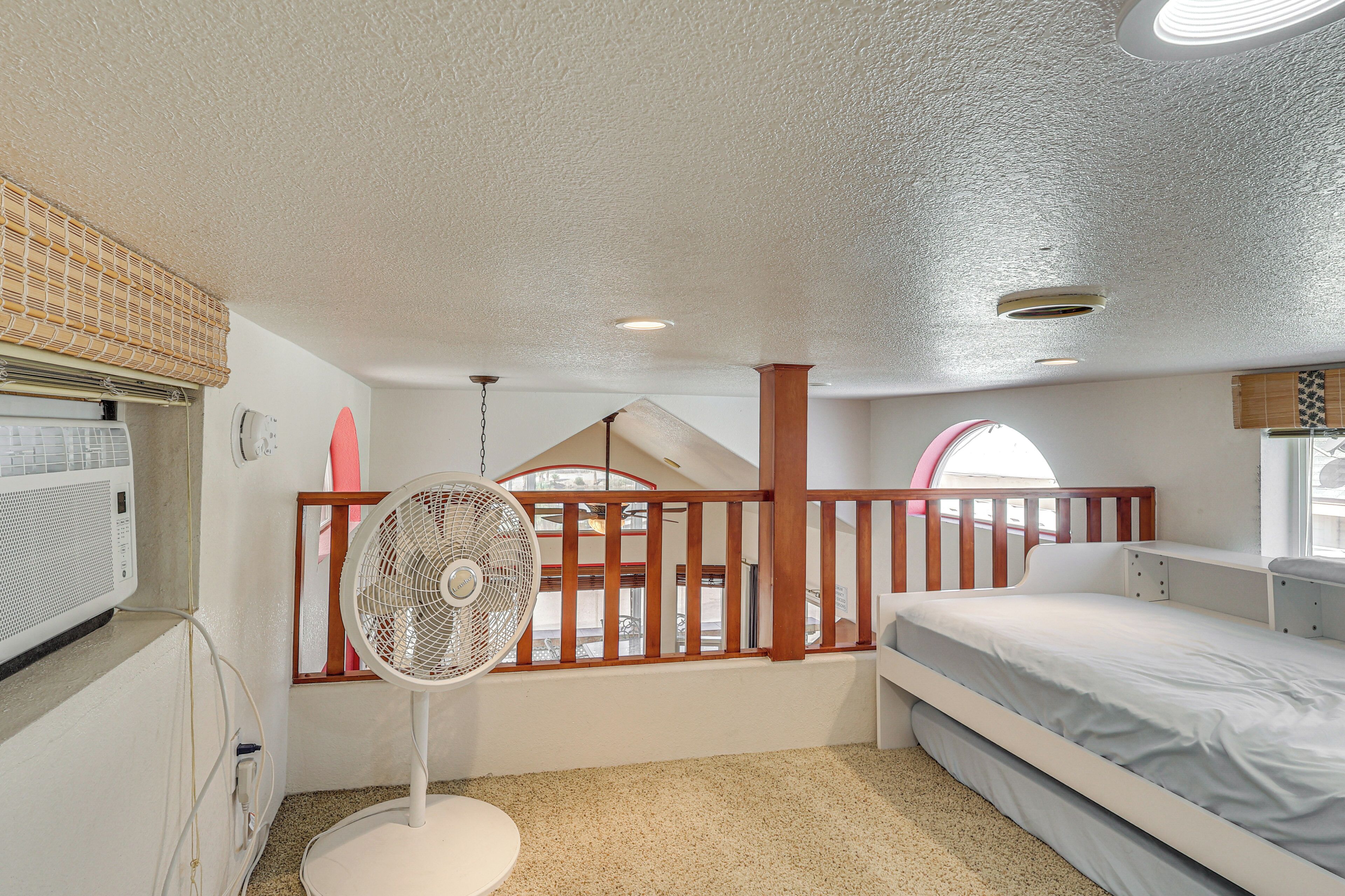 1 bedroom, desk, iron/ironing board, bed sheets