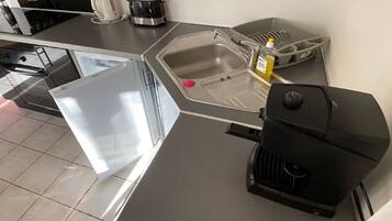 Fridge, microwave, dishwasher, electric kettle