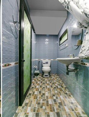 Shower, bidet, towels, soap