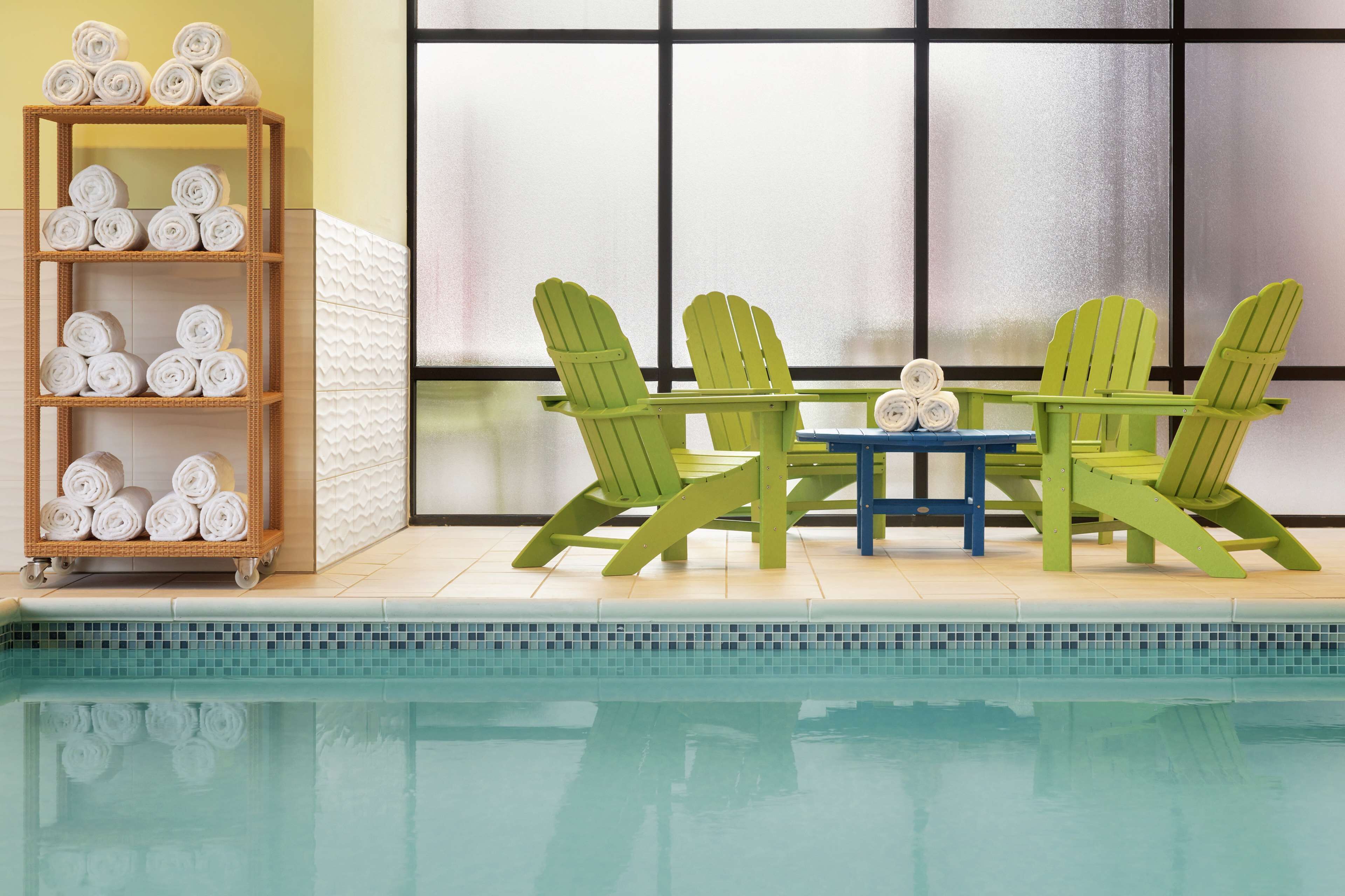 indoor pool, pool loungers