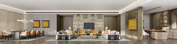 總��統套房 | 客廳 | 55 吋LED 電視連衛星電視頻道、電視、iPod 插座