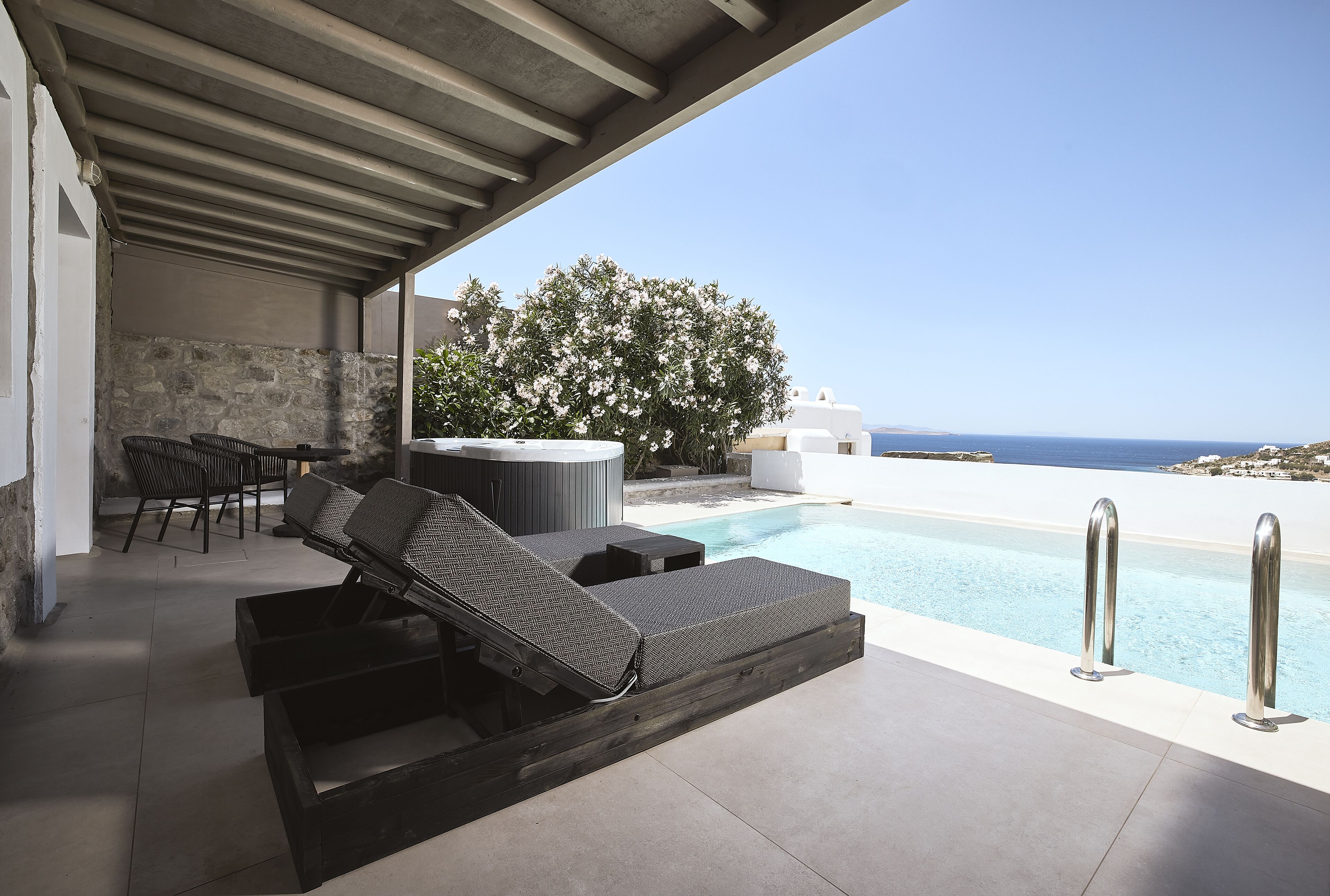 honeymoon suite with private pool and  outdoor heated whirlpool | 1 bedroom, minibar, in-room safe, individually decorated