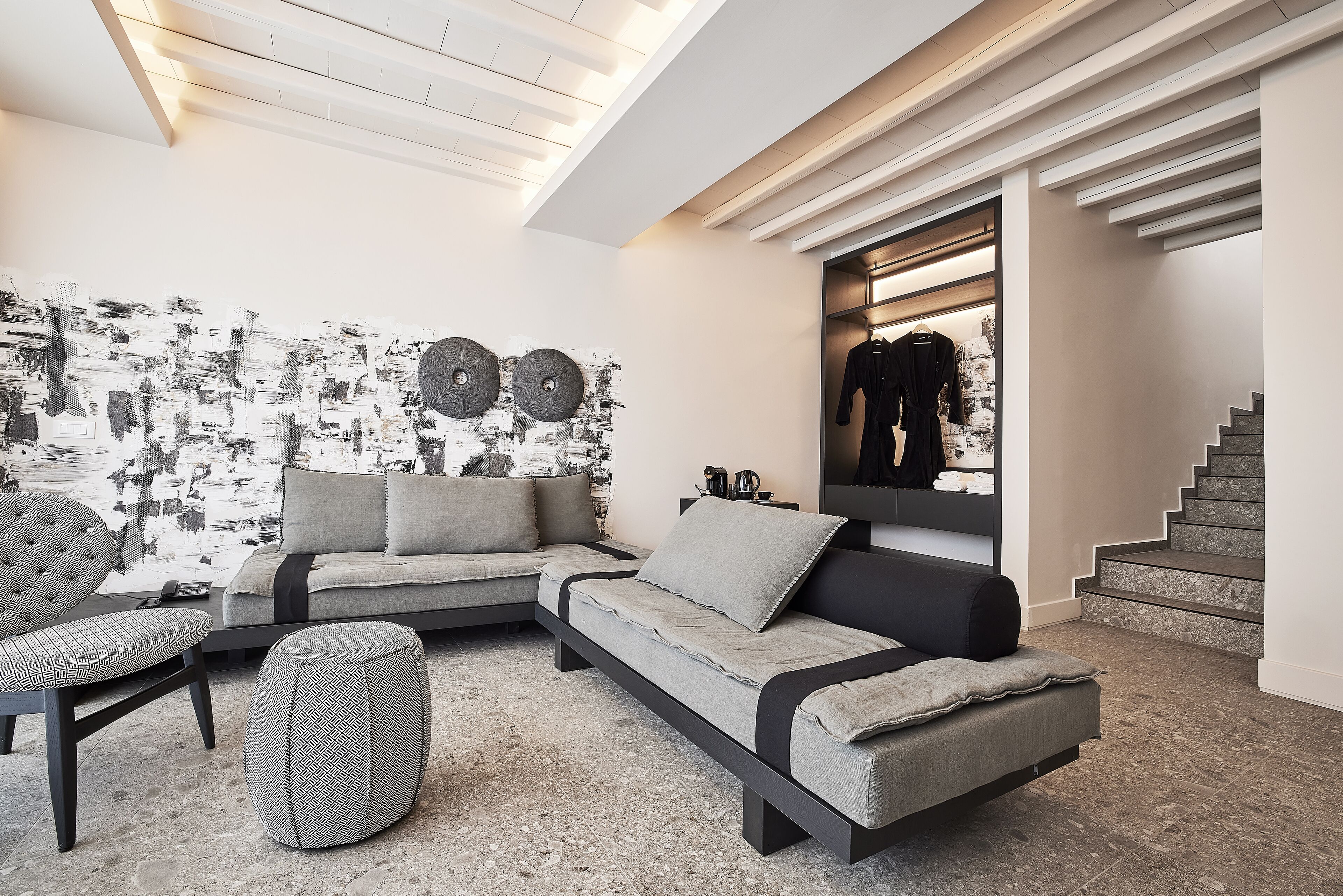 deluxe family suite with private pool | living area | flat-screen tv