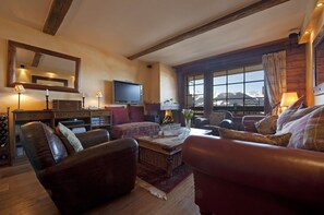 Télévision, cheminée, lecteur de DVD