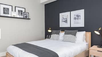 2 bedrooms, blackout curtains, iron/ironing board, free WiFi