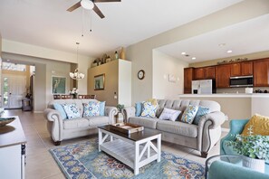 TV, ping pong, books, stereo