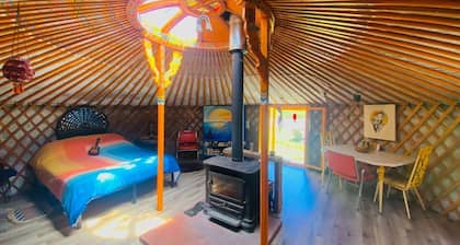 Secluded yurt down by the river