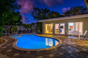 Heated Salt water pool,  with spa.