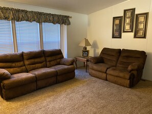 Smart TV, fireplace, DVD player