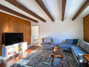 Smart TV, fireplace, video games, books