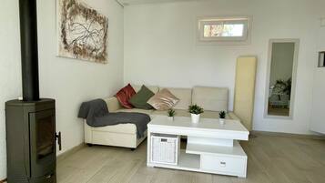 Een televisie en een open haard