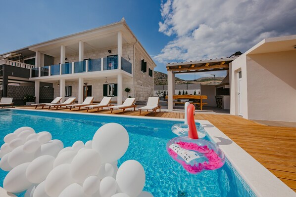 Outdoor pool, a heated pool - Mix of modern and antique , New visage villa Antico (Seget Donji)