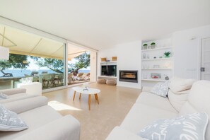 Télévision, cheminée, lecteur de DVD